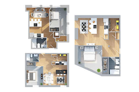 Floor plan for 1 bed, 1 bath, 749 sqft